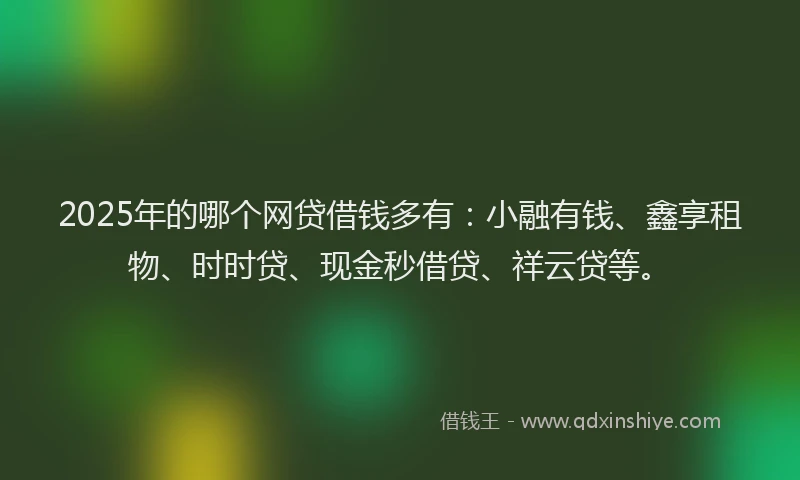 2025年的哪个网贷借钱多有：小融有钱、鑫享租物、时时贷、现金秒借贷、祥云贷等。