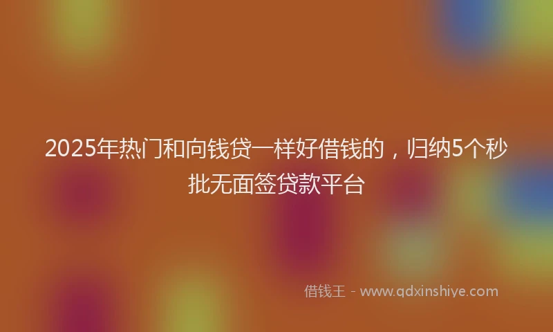 2025年热门和向钱贷一样好借钱的，归纳5个秒批无面签贷款平台
