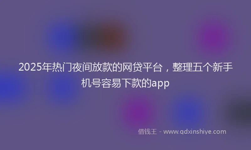 2025年热门夜间放款的网贷平台，整理五个新手机号容易下款的app