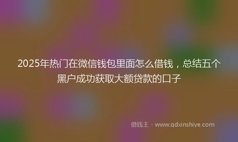 2025年热门在微信钱包里面怎么借钱，总结五个黑户成功获取大额贷款的口子