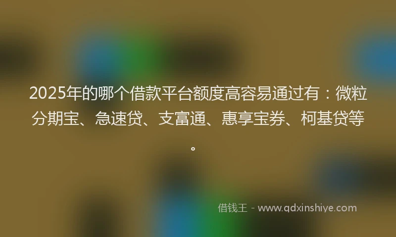2025年的哪个借款平台额度高容易通过有：微粒分期宝、急速贷、支富通、惠享宝券、柯基贷等。