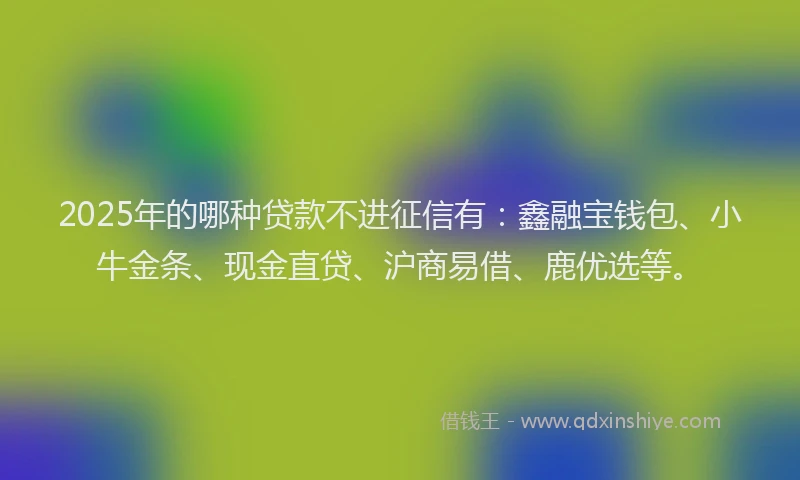 2025年的哪种贷款不进征信有：鑫融宝钱包、小牛金条、现金直贷、沪商易借、鹿优选等。