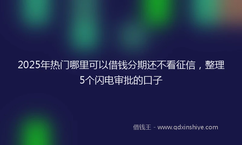 2025年热门哪里可以借钱分期还不看征信，整理5个闪电审批的口子