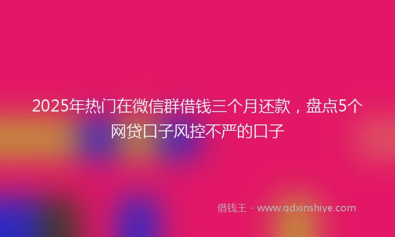 2025年热门在微信群借钱三个月还款，盘点5个网贷口子风控不严的口子