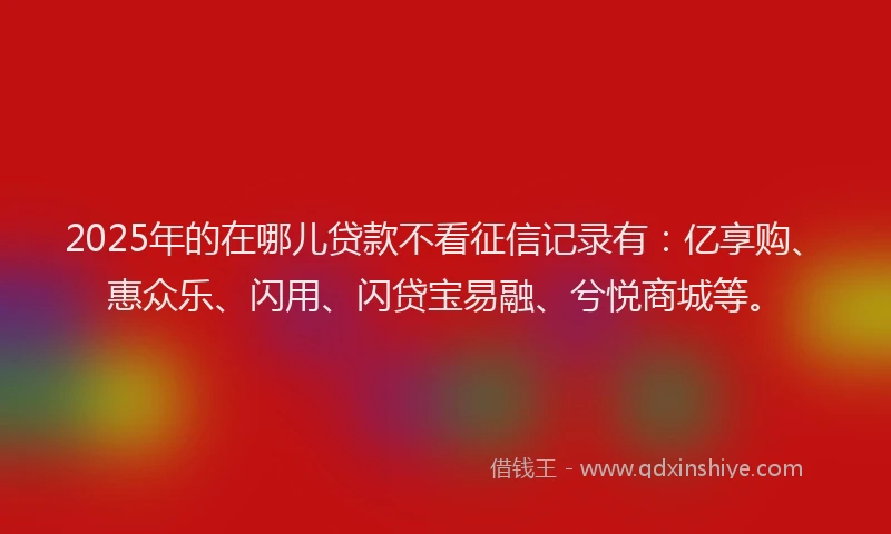 2025年的在哪儿贷款不看征信记录有：亿享购、惠众乐、闪用、闪贷宝易融、兮悦商城等。