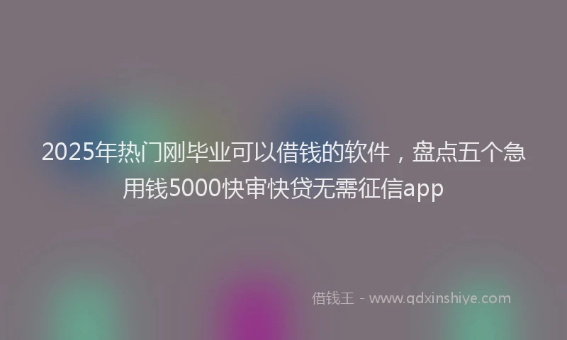 2025年热门刚毕业可以借钱的软件，盘点五个急用钱5000快审快贷无需征信app