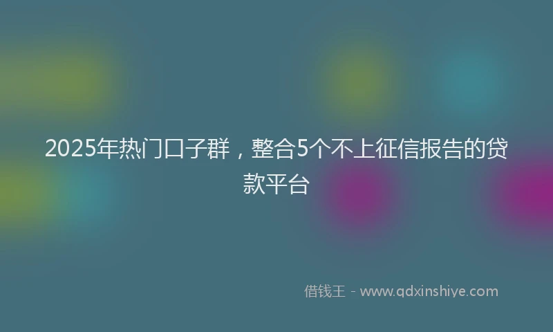 2025年热门口子群，整合5个不上征信报告的贷款平台