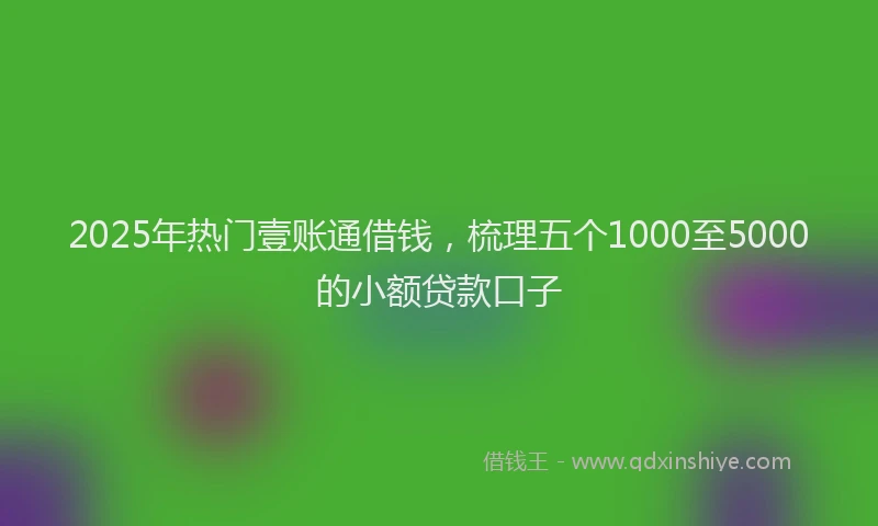 2025年热门壹账通借钱，梳理五个1000至5000的小额贷款口子