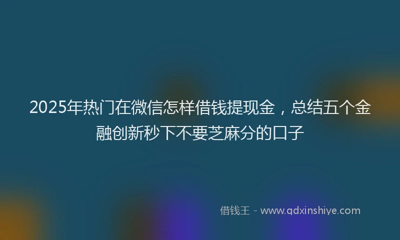 2025年热门在微信怎样借钱提现金，总结五个金融创新秒下不要芝麻分的口子