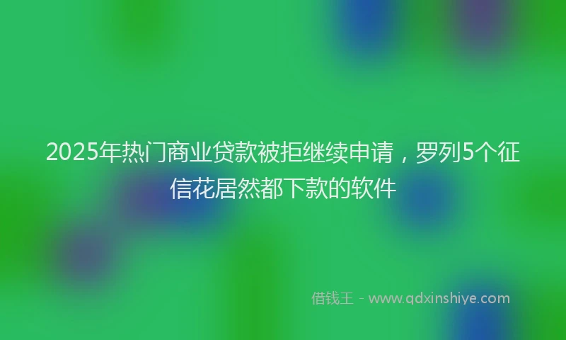 2025年热门商业贷款被拒继续申请，罗列5个征信花居然都下款的软件