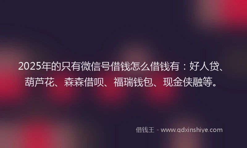2025年的只有微信号借钱怎么借钱有：好人贷、葫芦花、森森借呗、福瑞钱包、现金侠融等。