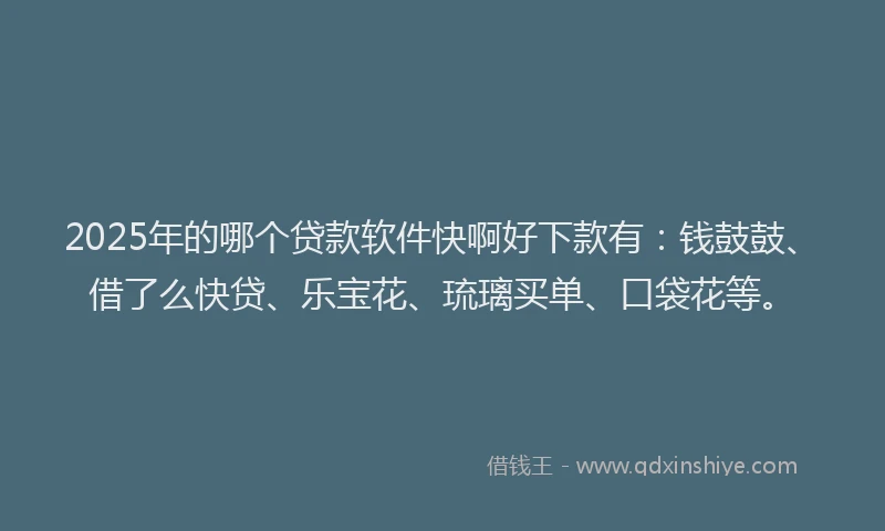 2025年的哪个贷款软件快啊好下款有：钱鼓鼓、借了么快贷、乐宝花、琉璃买单、口袋花等。