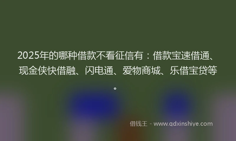 2025年的哪种借款不看征信有：借款宝速借通、现金侠快借融、闪电通、爱物商城、乐借宝贷等。