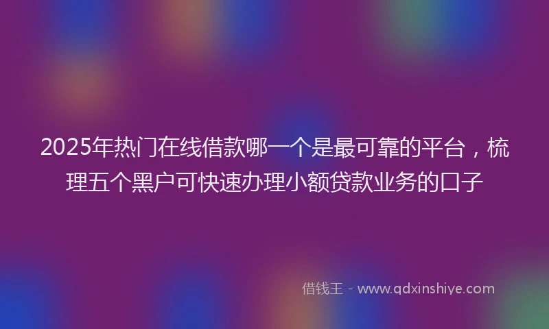 2025年热门在线借款哪一个是最可靠的平台，梳理五个黑户可快速办理小额贷款业务的口子