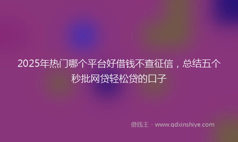 2025年热门哪个平台好借钱不查征信，总结五个秒批网贷轻松贷的口子