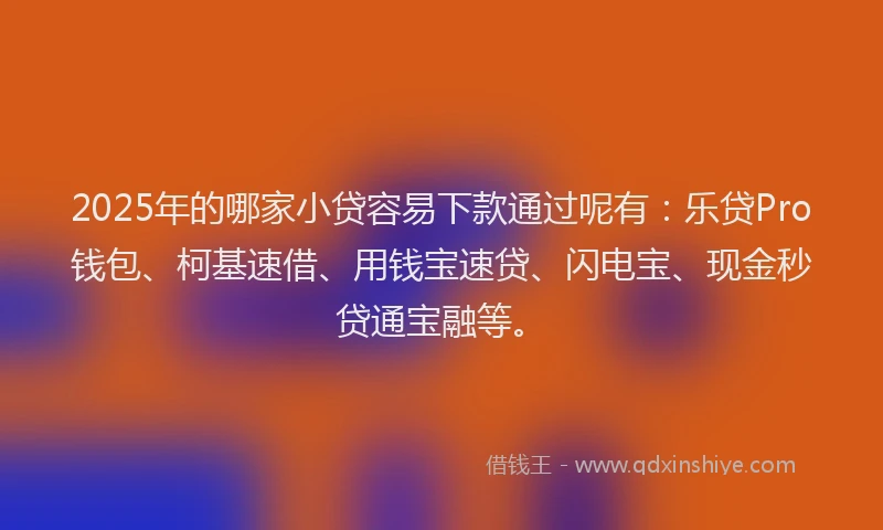 2025年的哪家小贷容易下款通过呢有：乐贷Pro钱包、柯基速借、用钱宝速贷、闪电宝、现金秒贷通宝融等。
