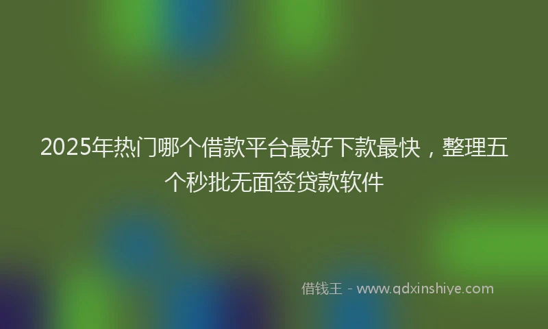 2025年热门哪个借款平台最好下款最快，整理五个秒批无面签贷款软件