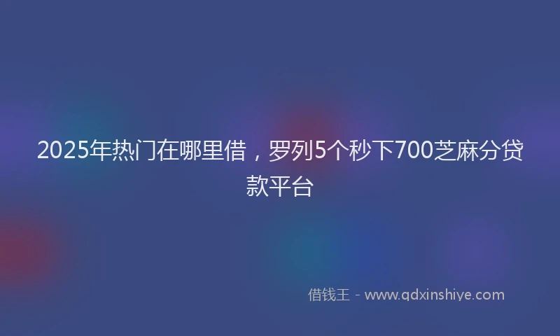 2025年热门在哪里借，罗列5个秒下700芝麻分贷款平台