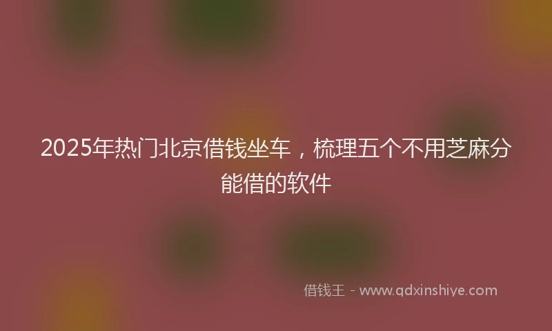 2025年热门北京借钱坐车，梳理五个不用芝麻分能借的软件