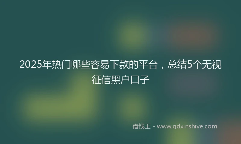 2025年热门哪些容易下款的平台，总结5个无视征信黑户口子
