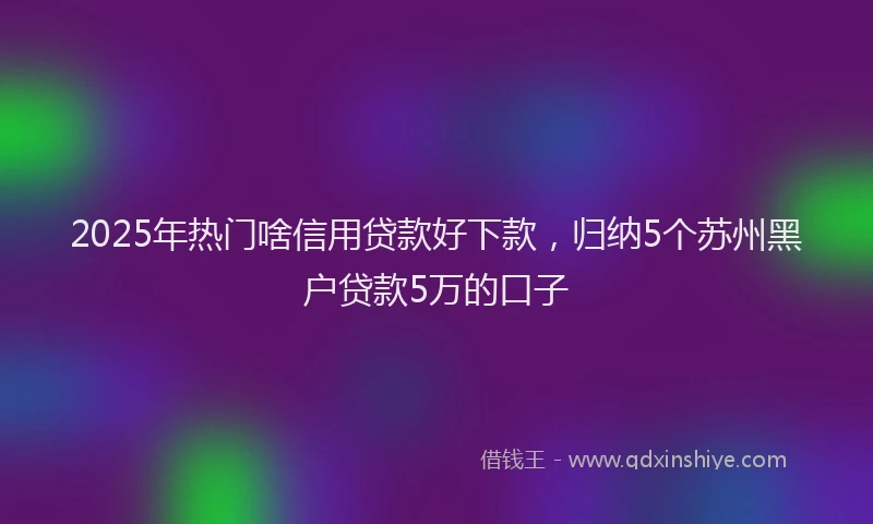 2025年热门啥信用贷款好下款，归纳5个苏州黑户贷款5万的口子