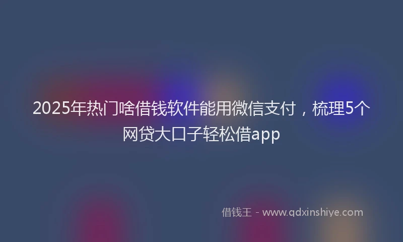 2025年热门啥借钱软件能用微信支付，梳理5个网贷大口子轻松借app