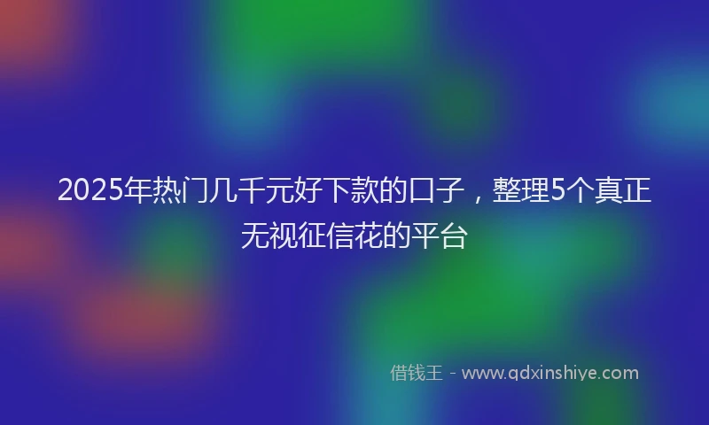 2025年热门几千元好下款的口子，整理5个真正无视征信花的平台