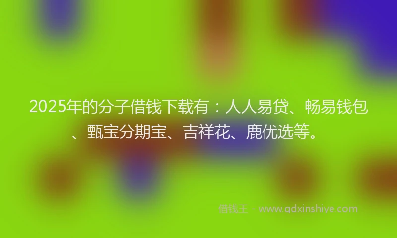 2025年的分子借钱下载有：人人易贷、畅易钱包、甄宝分期宝、吉祥花、鹿优选等。