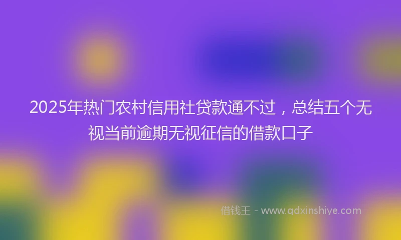 2025年热门农村信用社贷款通不过，总结五个无视当前逾期无视征信的借款口子