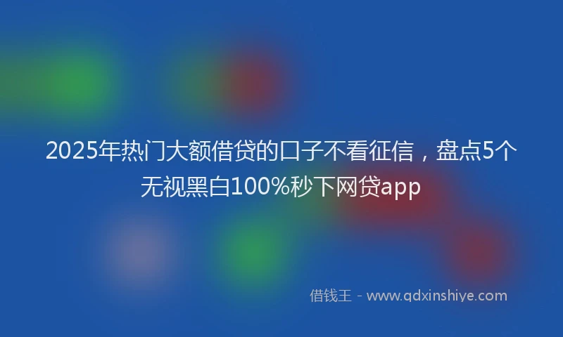 2025年热门大额借贷的口子不看征信，盘点5个无视黑白100%秒下网贷app