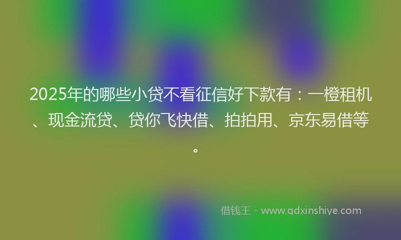 2025年的哪些小贷不看征信好下款有：一橙租机、现金流贷、贷你飞快借、拍拍用、京东易借等。
