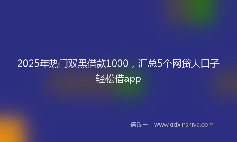 2025年热门双黑借款1000，汇总5个网贷大口子轻松借app