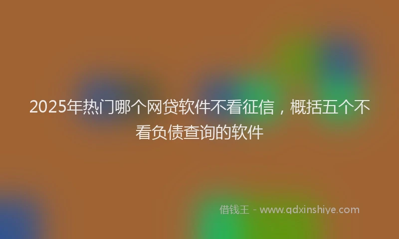 2025年热门哪个网贷软件不看征信，概括五个不看负债查询的软件