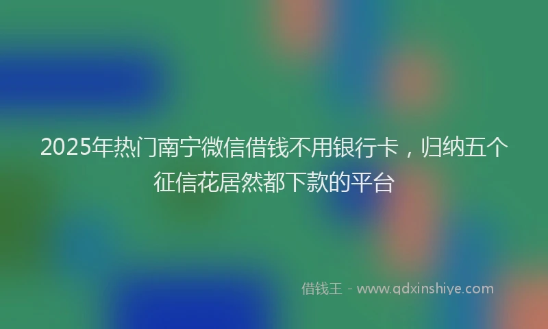 2025年热门南宁微信借钱不用银行卡，归纳五个征信花居然都下款的平台