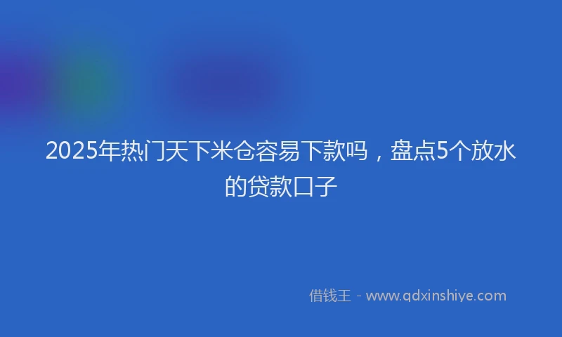2025年热门天下米仓容易下款吗，盘点5个放水的贷款口子