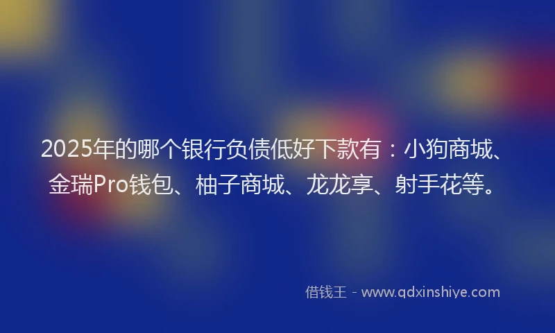 2025年的哪个银行负债低好下款有：小狗商城、金瑞Pro钱包、柚子商城、龙龙享、射手花等。