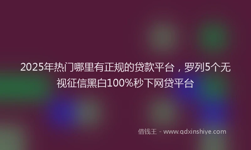 2025年热门哪里有正规的贷款平台，罗列5个无视征信黑白100%秒下网贷平台