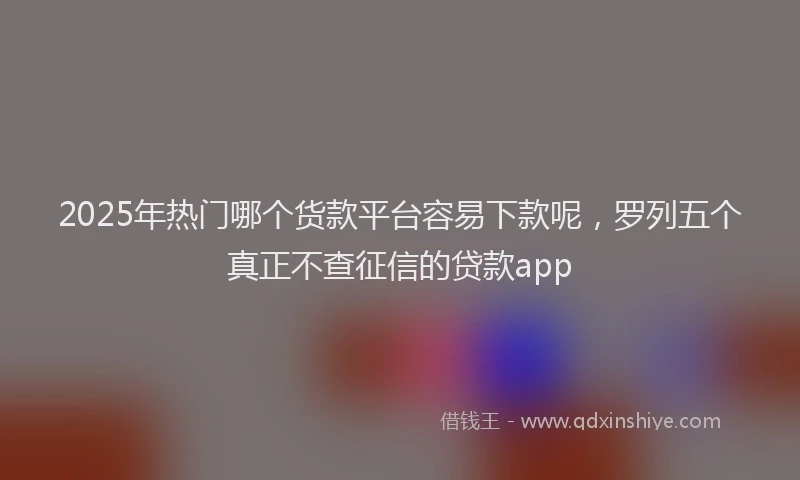 2025年热门哪个货款平台容易下款呢，罗列五个真正不查征信的贷款app