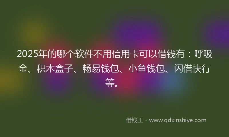 2025年的哪个软件不用信用卡可以借钱有：呼吸金、积木盒子、畅易钱包、小鱼钱包、闪借快行等。