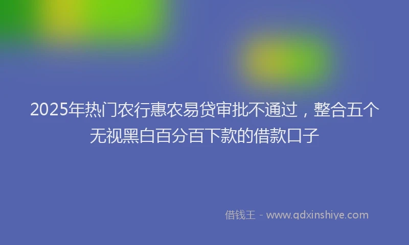 2025年热门农行惠农易贷审批不通过，整合五个无视黑白百分百下款的借款口子