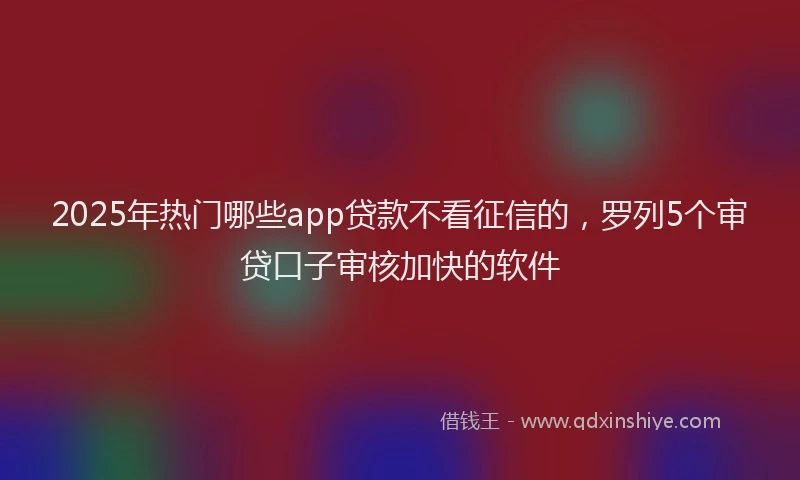 2025年热门哪些app贷款不看征信的，罗列5个审贷口子审核加快的软件