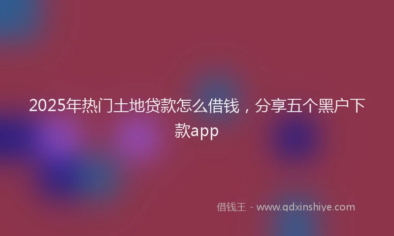 2025年热门土地贷款怎么借钱，分享五个黑户下款app