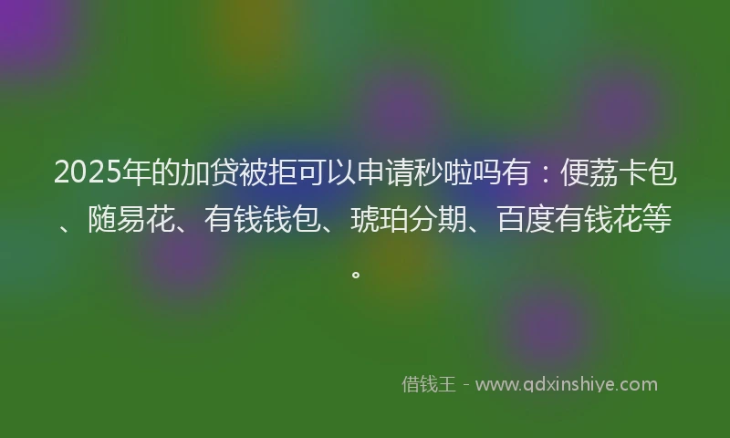 2025年的加贷被拒可以申请秒啦吗有：便荔卡包、随易花、有钱钱包、琥珀分期、百度有钱花等。