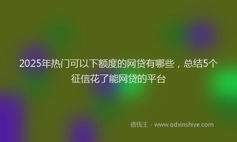 2025年热门可以下额度的网贷有哪些，总结5个征信花了能网贷的平台