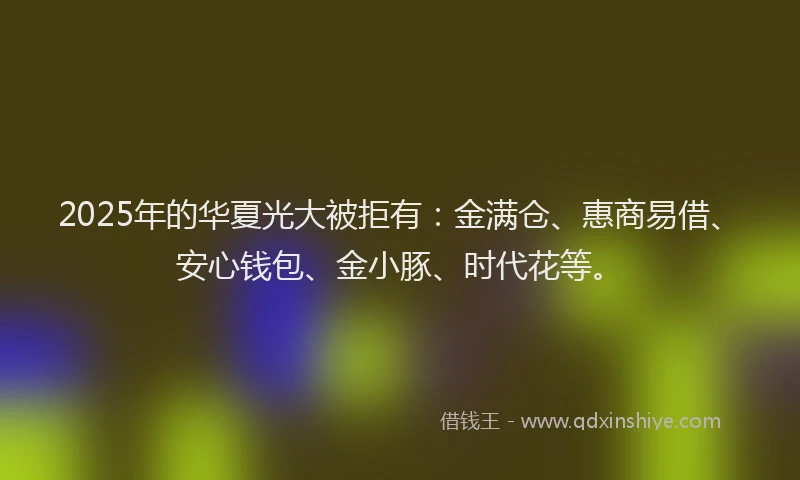 2025年的华夏光大被拒有：金满仓、惠商易借、安心钱包、金小豚、时代花等。