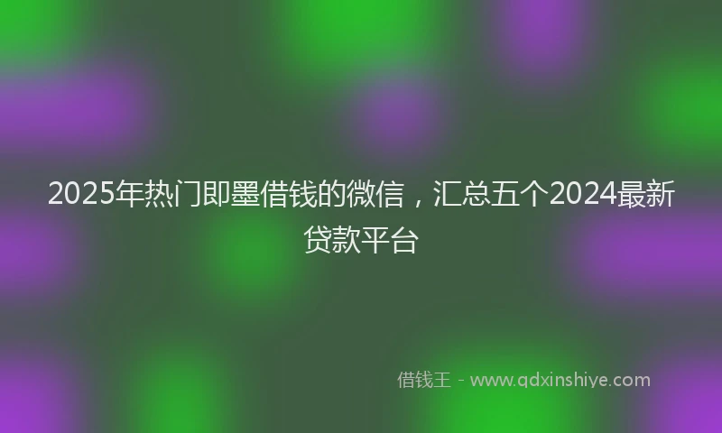 2025年热门即墨借钱的微信，汇总五个2024最新贷款平台