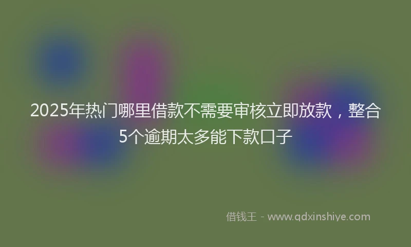 2025年热门哪里借款不需要审核立即放款，整合5个逾期太多能下款口子