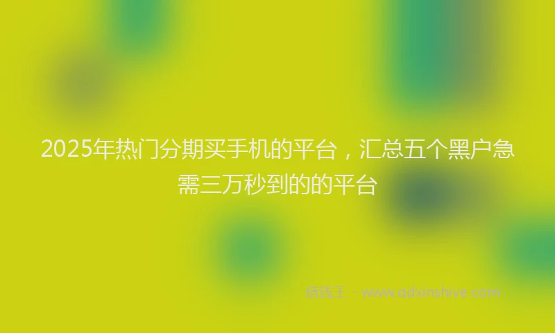 2025年热门分期买手机的平台，汇总五个黑户急需三万秒到的的平台