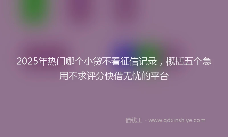 2025年热门哪个小贷不看征信记录，概括五个急用不求评分快借无忧的平台