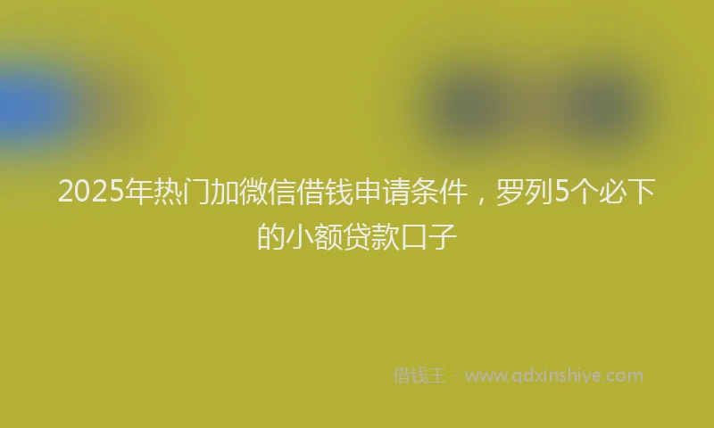 2025年热门加微信借钱申请条件，罗列5个必下的小额贷款口子